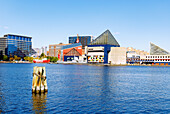  Inner Harbor with National Aquarium and Marine Mammal Pavilion in Baltimore, Maryland, USA 