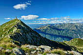  View of the Colma di Mombarone peak with Christ statue, GTA, Grande Traversée des Alpes, Biella, Alpi Biellesi, Valais Alps, Piedmont, Italy 