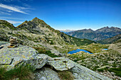  Mountain lakes below Monte Mars, GTA, Grande Traversée des Alpes, Biella, Alpi Biellesi, Valais Alps, Piedmont, Italy 