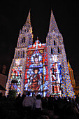 illumination on the south facade of the Cathedrale of Chartres,Eure-et-Loir department,Centre region,France,Europe