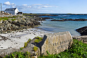 stele in memory of the American director John Huston, Lettermullan island, west coast, County of Galway, Connemara, Republic of Ireland, North-western Europe