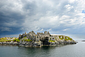 ruins of the Castle overlooking the entrance to the harbour, used as their base by the pirates Don Bosco and Grace O'Malley.During Cromwell's time the Castle was used as  a staging post for Irish men and women who were being transported to the West Indies.Inishbofin island,Connemara,County Galway,Ireland,Western Europe