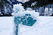 cross-country skiing track sign,Champery,canton of Valais,Switzerland