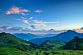  Morning mood over Tannheimer Mountains and Thaneller, from Galtjoch, Reuttener Höhenweg, Lechtal Alps, Tyrol, Austria 