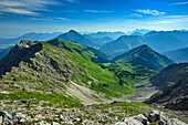  View of Reuttener Höhenweg, Lechtal Alps and Wetterstein Mountains, Knittelkarspitze, Reuttener Höhenweg, Lechtal Alps, Tyrol, Austria 