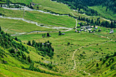  Deep view from the Col de Tricot to the Refuge du Miage, Tour du Mont Blanc, Mont Blanc Group, Graian Alps, Haute-Savoie, Upper Savoy, France 