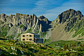  Hut Refuge de Trè la Tête with Tête de la Cicle, Tour du Mont Blanc, Mont Blanc group, Graian Alps, Haute-Savoie, Haute-Savoie, France 