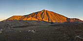  Panorama during the ascent to Alto de Guajara, 2715m, over the Teide National Park, Parque Nacional del Teide, to the Pico del Teide, 3715m, at sunrise, Tenerife, Canary Islands, Spain, Europe 