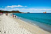  Beach and red rocks, Spiaggia di Cea, Tortoli, Sardinia, Italy 