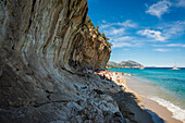  Cave and beach, Cala Luna, Gulf of Orosei National Park, Parco Nazionale del Gennargentu e del Golfo di Orosei, Baunei, Nuoro, Sardinia, Italy 