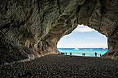  Cave and beach, Cala Luna, Gulf of Orosei National Park, Parco Nazionale del Gennargentu e del Golfo di Orosei, Baunei, Nuoro, Sardinia, Italy 