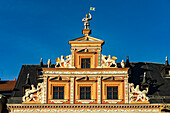  Gable of the Haus zum Breiten Herd at the Fischmarkt in Erfurt, Thuringia, Germany  