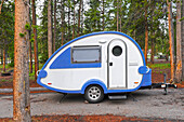  Teardrop camping trailer. Grand Canyon National Park, Arizona, USA 