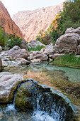 Wadi Shab, canyon near Tiwi, Sultanate of Oman, Arabian Peninsula, Middle East