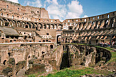 Ruins of the Roman Colosseum, aka Flavian Amphitheatre, the largest ancient amphitheatre ever built. Rome, Italy.