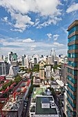 Aerial view of Bangkok city on a bright sunny day. Bangkok, Thailand.