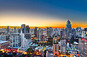 Aerial view of Bangkok city at sunrise. Bangkok, Thailand.