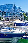 Yachthafen mit Blick auf den Tafelberg, Victoria & Alfred Waterfront, Kapstadt, Südafrika, Afrika