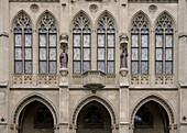 Facade of the Gothic town hall of Erfurt, state capital, Free State of Thuringia, Germany, Europe