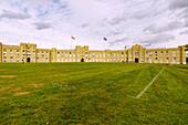  Parade ground with Old Baracks of the Virginia Military Institute in Lexington, Rockbridge County, Virginia, USA 