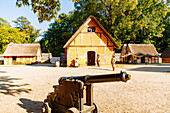 Living History in James Fort im Freilichtmuseum Jamestown Settlement im Historic Triangle in Williamsburg, Virginia, USA