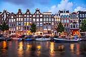  typical canal in the Dutch capital Amsterdam, North Holland, Netherlands 
