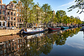  typical canal in the Dutch capital Amsterdam, North Holland, Netherlands 