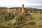 Die Leuchttürme am Kap Arkona aus der Luft gesehen, Insel Rügen, Mecklenburg-Vorpommern, Deutschland