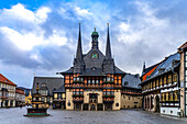  The town hall and the market square in Wernigerode, Saxony-Anhalt, Germany  