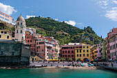 Summer View of Buildings in Vernazza, Cinque Terre, Italy