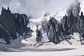 Blick auf das Gletschermeer am Mont-Blanc, Panorama-Gondel, Mer de Glace, Vallee Blanche, Chamonix Mont Blanc, Haute Savoie, Frankreich