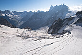 Blick auf das Gletschermeer am Mont-Blanc, Mer de Glace, Vallee Blanche, Chamonix Mont Blanc, Haute Savoie, Frankreich