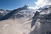 Blick auf das Gletschermeer am Mont-Blanc, Panorama-Gondel, Mer de Glace, Vallee Blanche, Chamonix Mont Blanc, Haute Savoie, Frankreich