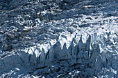 Detailaufnahme vom Gletschermeer am Mont-Blanc, Glacier des Bossons, Plateau des Pyramides, Chamonix Mont Blanc, Haute Savoie, Frankreich, Europa