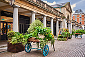 Cart with flowers and plants, The Covent Garden Market, London, England, UK