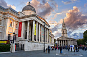 Trafalgar Square with St. Martins in the Field, National Gallery, West End, London, England, UK
