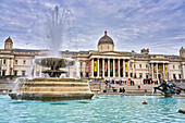 The Fountains, Trafalgar Square, National Gallery, West End, London, England, UK