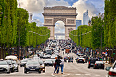 Avenue des Champs Elysees and Arc de Triomphe, from Place de la Concorde, Paris, France