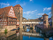  Hangman&#39;s House and Hangman&#39;s Bridge and Water Tower, Nuremberg, Franconia, Bavaria, Southern Germany, Germany, Europe 