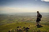 Portrait of a Maasai in the landscape, Tanzania, East Africa, Africa 