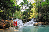 Mongs at Kuang Si waterfalls, Luang Prabang, Laos, Southeast Asia