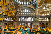  Interior of the present-day Hagia Sophia Mosque, a former Byzantine church and museum in Istanbul, Türkiye  