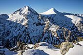 Blick auf Gipfel Wichren, im Pirin Nationalpark, bei Bansko, Oblast Blagoewgrad, Bulgarien