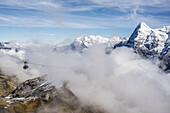  Cable car to the Schilthorn, with the Eiger behind, Mürren, Bernese Oberland, Switzerland 