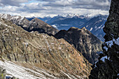  At the beginning of the Via Alta della Verzasca in the Lepontine Alps, Bellinzona, Ticino, Switzerland 