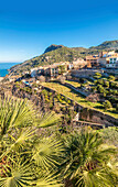 Blick auf Banyalbufar, Serra de Tramuntana, Mallorca, Balearen, Spanien