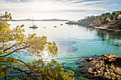 Uferpromenade an der Calo de ses Llisses, Cala Fornells, Mallorca, Balearen, Spanien