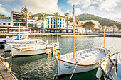  Traditional boats (llaüts) in the harbor of Port d&#39;Andratx, Mallorca, Balearic Islands, Spain 
