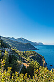 Blick vom Torre del Verger auf die Küste, Banyalbufar, Serra de Tramuntana, Mallorca, Balearen, Spanien