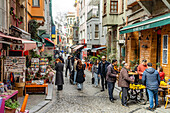  Cafe and shops in the colorful Balat district, Istanbul, Türkiye  